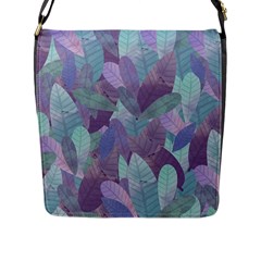 Watercolor Leaves Pattern Flap Closure Messenger Bag (l) by Valentinaart