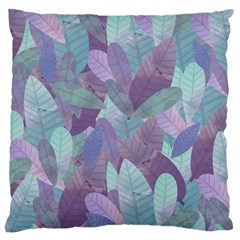 Watercolor Leaves Pattern Large Flano Cushion Case (one Side) by Valentinaart