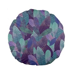 Watercolor Leaves Pattern Standard 15  Premium Flano Round Cushions by Valentinaart