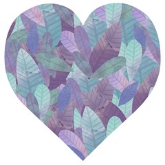 Watercolor Leaves Pattern Wooden Puzzle Heart by Valentinaart