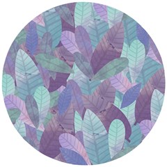 Watercolor Leaves Pattern Wooden Puzzle Round by Valentinaart