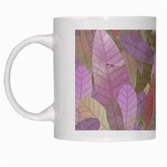 Watercolor Leaves Pattern White Mugs by Valentinaart