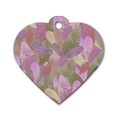 Watercolor Leaves Pattern Dog Tag Heart (two Sides)