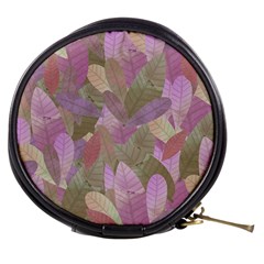 Watercolor Leaves Pattern Mini Makeup Bag by Valentinaart