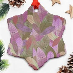 Watercolor Leaves Pattern Snowflake Ornament (two Sides) by Valentinaart