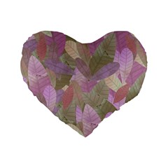 Watercolor Leaves Pattern Standard 16  Premium Heart Shape Cushions by Valentinaart