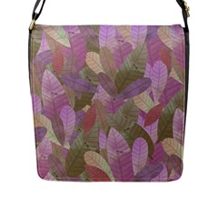 Watercolor Leaves Pattern Flap Closure Messenger Bag (l) by Valentinaart