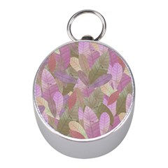 Watercolor Leaves Pattern Mini Silver Compasses by Valentinaart