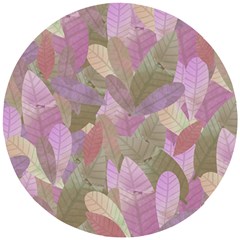 Watercolor Leaves Pattern Wooden Puzzle Round by Valentinaart