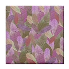 Watercolor Leaves Pattern Tile Coaster