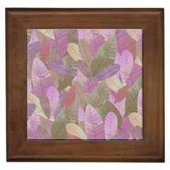 Watercolor Leaves Pattern Framed Tile by Valentinaart