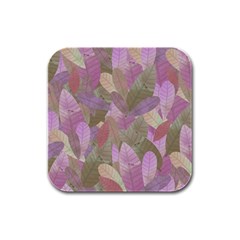 Watercolor Leaves Pattern Rubber Square Coaster (4 Pack)  by Valentinaart