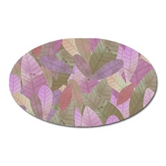 Watercolor Leaves Pattern Oval Magnet by Valentinaart