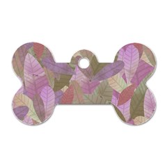 Watercolor Leaves Pattern Dog Tag Bone (two Sides)