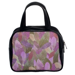 Watercolor Leaves Pattern Classic Handbag (two Sides)