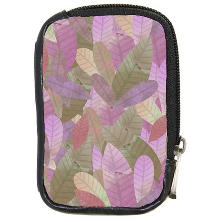 Watercolor leaves pattern Compact Camera Leather Case