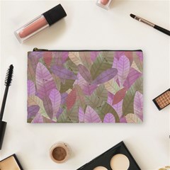 Watercolor Leaves Pattern Cosmetic Bag (medium)