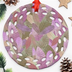 Watercolor Leaves Pattern Round Filigree Ornament (two Sides) by Valentinaart