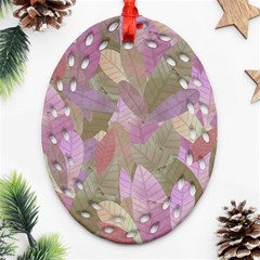 Watercolor Leaves Pattern Ornament (oval Filigree)