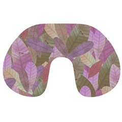 Watercolor Leaves Pattern Travel Neck Pillow by Valentinaart