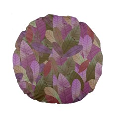 Watercolor Leaves Pattern Standard 15  Premium Flano Round Cushions by Valentinaart