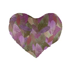 Watercolor Leaves Pattern Standard 16  Premium Flano Heart Shape Cushions by Valentinaart