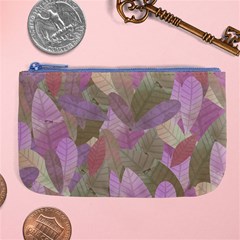 Watercolor Leaves Pattern Large Coin Purse by Valentinaart