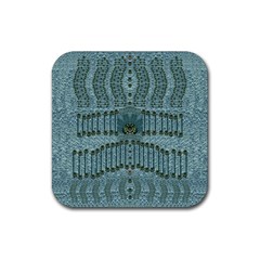 Happy Gold Flowers And Soft Green In Vintage Rubber Coaster (square)  by pepitasart