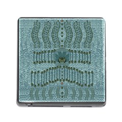 Happy Gold Flowers And Soft Green In Vintage Memory Card Reader (square 5 Slot) by pepitasart