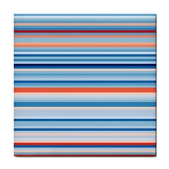 Blue And Coral Stripe 2 Tile Coaster by dressshop