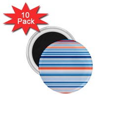 Blue And Coral Stripe 2 1 75  Magnets (10 Pack)  by dressshop