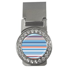 Blue And Coral Stripe 2 Money Clips (cz)  by dressshop