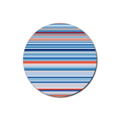 Blue And Coral Stripe 2 Rubber Coaster (round)  by dressshop