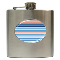 Blue And Coral Stripe 2 Hip Flask (6 Oz) by dressshop