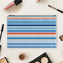 Blue And Coral Stripe 2 Cosmetic Bag (large) by dressshop