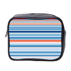 Blue And Coral Stripe 2 Mini Toiletries Bag (two Sides) by dressshop