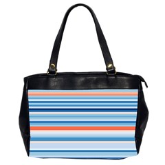 Blue And Coral Stripe 2 Oversize Office Handbag (2 Sides) by dressshop