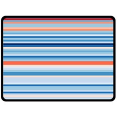 Blue And Coral Stripe 2 Fleece Blanket (large)  by dressshop