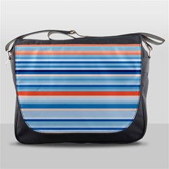 Blue And Coral Stripe 2 Messenger Bag by dressshop