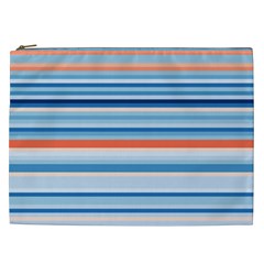 Blue And Coral Stripe 2 Cosmetic Bag (xxl)