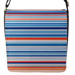 Blue And Coral Stripe 2 Flap Closure Messenger Bag (s) by dressshop