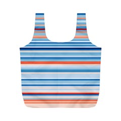 Blue And Coral Stripe 2 Full Print Recycle Bag (m) by dressshop