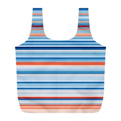 Blue And Coral Stripe 2 Full Print Recycle Bag (l) by dressshop