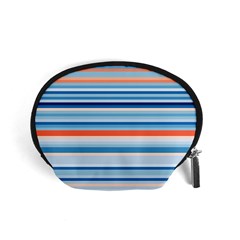 Blue And Coral Stripe 2 Accessory Pouch (small) by dressshop