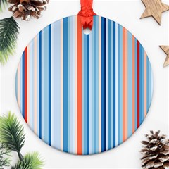 Blue And Coral Stripe 1 Ornament (round) by dressshop