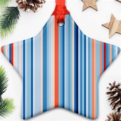 Blue And Coral Stripe 1 Ornament (star) by dressshop