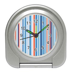 Blue And Coral Stripe 1 Travel Alarm Clock by dressshop