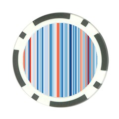 Blue And Coral Stripe 1 Poker Chip Card Guard by dressshop