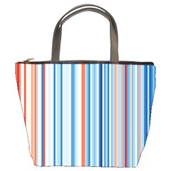 Blue And Coral Stripe 1 Bucket Bag by dressshop