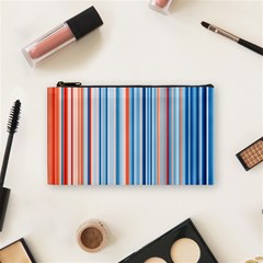 Blue And Coral Stripe 1 Cosmetic Bag (small) by dressshop